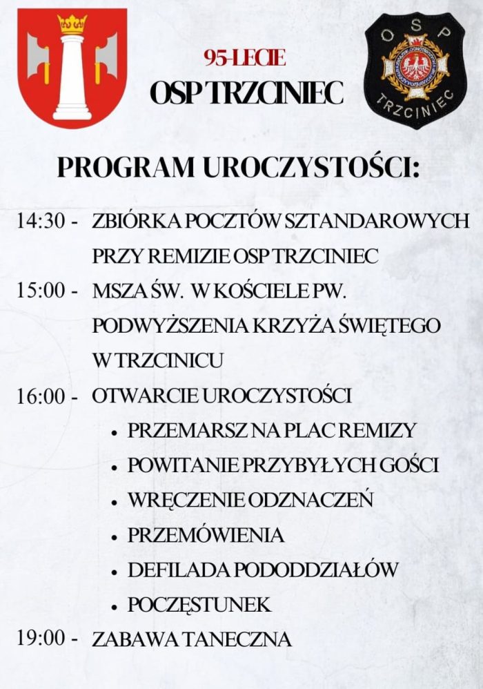 Miniaturka artykułu Zaproszenie na Uroczystość Jubileuszu 95-lecia powstania jednostki OSP Trzciniec