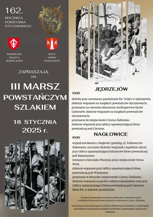 Zapraszamy na III Marsz Powstańczym Szlakiem w dniu 18 stycznia 2024 r.