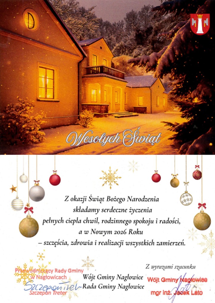ŻYCZENIA Z OKAZJI ŚWIĄT BOŻEGO NARODZENIA I NOWEGO 2026 ROKU