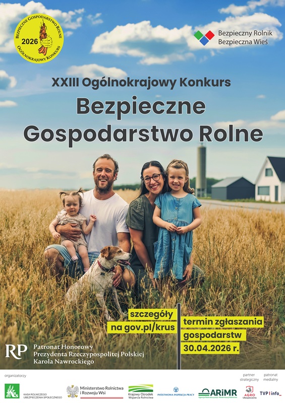 Miniaturka artykułu Zapraszamy do udziału w XXIII Ogólnokrajowym Konkursie Bezpieczne Gospodarstwo Rolne