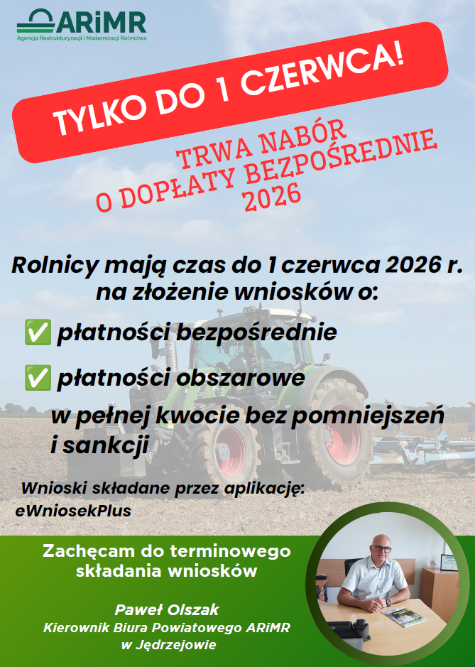 Miniaturka artykułu Dopłaty Bezpośrednie 2026 – Nabór trwa tylko do 1 czerwca !