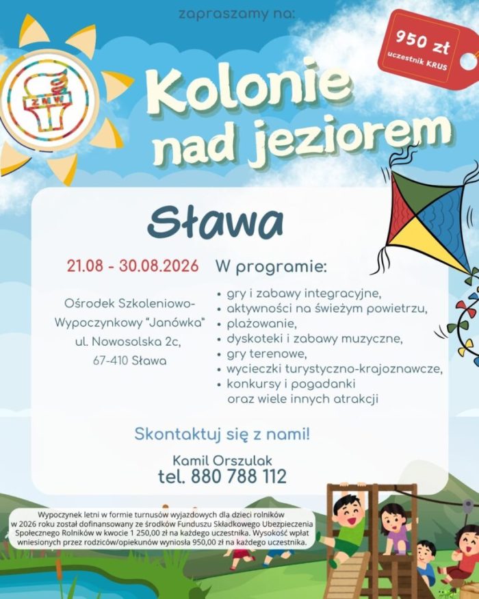 Miniaturka artykułu Kolonie nad jeziorem w Sławie dla dzieci rolników