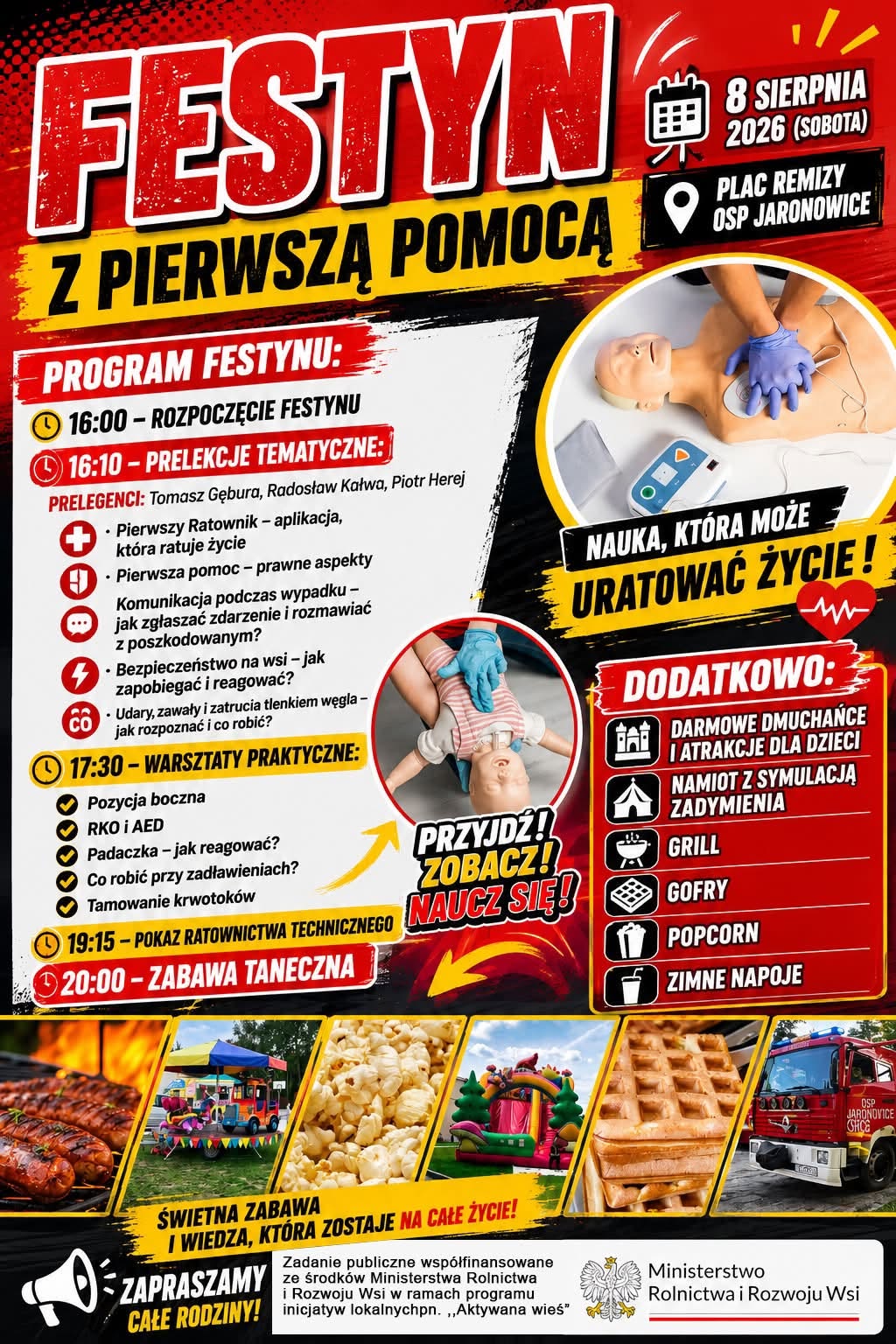 Zapraszamy na Festyn z Pierwszą Pomocą w dniu 8 sierpnia 2026 roku w Jaoronowicach