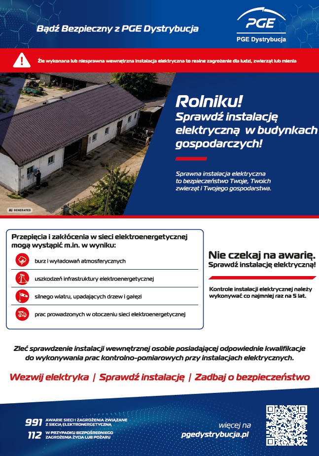 Miniaturka artykułu PGE Dystrybucja rozpoczyna kampanię edukacyjno-informacyjną na rzecz bezpieczeństwa instalacji elektrycznych w budynkach gospodarczych