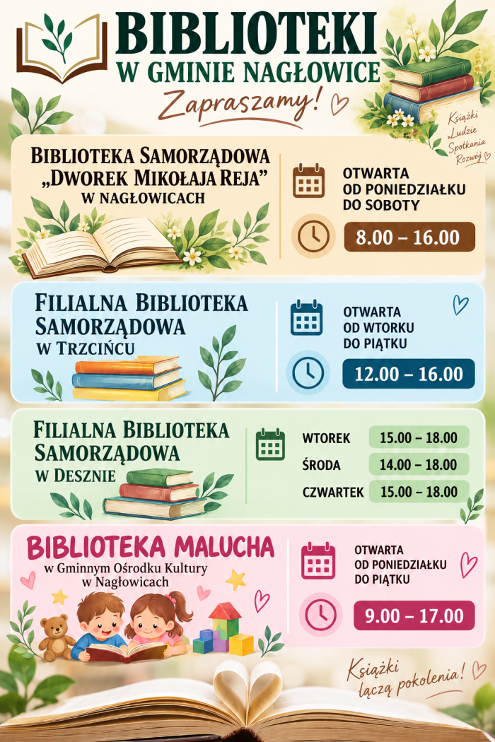 Miniaturka artykułu Serdecznie zapraszamy do bibliotek na terenie Gminy Nagłowice